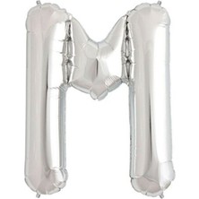 Dipak Gümüş Renk M Harfi Folyo Balon 34 Inç 76 cm