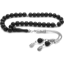 DAVİD BLACK Kararmaz Metal Püsküllü Küre Kesim Sade Rus Oltu Tesbih