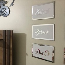 Sabret Şükret Dua Et 3'lü Set Gümüş Kenar Beyaz Zemin 26X16 cm
