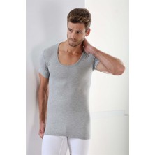 Gri Erkek Basic Slim Fit Tişört  %100 Pamuk Bisiklet Yaka Kısa Kollu Fanila