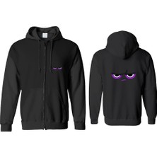 Astak Mor Göz Fermuarlı Kapşonlu Sweatshirt BLL1402