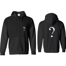 Soru Işareti Fermuarlı Kapşonlu Sweatshirt BLL1403