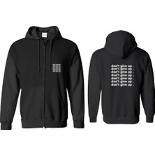  Dont Give Up Fermuarlı Kapşonlu Sweatshirt BLL1409