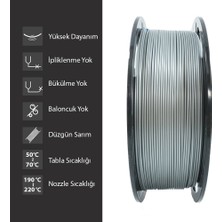 Elas 3D Pla Plus Filament 1.75 mm 1 kg Gümüş Gri