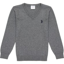 U.S. Polo Assn. Erkek Çocuk Gri Melanj Basic Triko Kazak