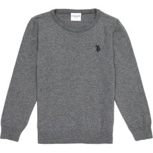 U.S. Polo Assn. Erkek Çocuk Gri Melanj Basic Triko Kazak 50237155-VR109