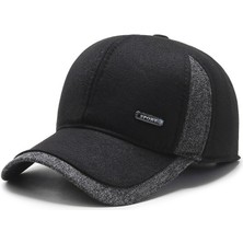 Afun Siyah Moda Sonbahar Kış Yaşlılar Beyzbol Şapkası Erkek Hip Hop Kapakları Orta Yaşlı ve Yaşlı Sıcak Baba Şapkaları Kalınlaşmış Yaşlı Kapaklar Gelgit  (Yurt Dışından)