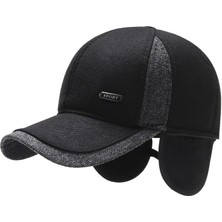 Afun Siyah Moda Sonbahar Kış Yaşlılar Beyzbol Şapkası Erkek Hip Hop Kapakları Orta Yaşlı ve Yaşlı Sıcak Baba Şapkaları Kalınlaşmış Yaşlı Kapaklar Gelgit  (Yurt Dışından)