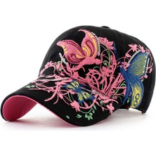 Afun Kırmızı Ilkbahar Yaz Nakış Çıçek Beyzbol Şapkası Moda Kelebek Çıçek Kadın Şapka Rahat Açık Vizör Snapback Kapaklar Eş Şapkaları  (Yurt Dışından)