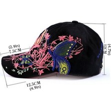 Afun Kırmızı Ilkbahar Yaz Nakış Çıçek Beyzbol Şapkası Moda Kelebek Çıçek Kadın Şapka Rahat Açık Vizör Snapback Kapaklar Eş Şapkaları  (Yurt Dışından)