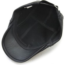 Afun Siyah Moda Faux Deri Bere Şapka Casquette Kap Şapkalar Erkekler Içın Eşlikler Eş Şapkası Gorras Planas Düz Kapaklar Pu  (Yurt Dışından)