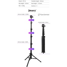 Jmary Mt-36 Tripod 171 cm 360 Derece Dönebilen Başlık 4 Kademeli Yükselik Ayarı