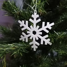 Leylaser Beyaz Kar Tanesi Simli Eva Ağaç ve Hediye Süsü 8X8CM 6lı