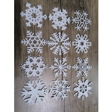 Leylaser Beyaz Kar Tanesi Simli Eva Ağaç ve Hediye Süsü 8X8CM 6lı