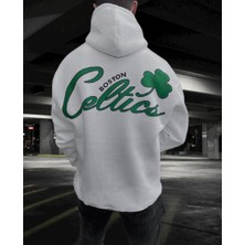 Amor Man Kapüşonlu 4 Iplik Çok Kalın Tam Kışlık Celtıcs Sırt Baskılı Oversize Erkek Trend Sweatshirt