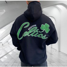 Amor Man Kapüşonlu 4 Iplik Çok Kalın Tam Kışlık Celtıcs Sırt Baskılı Oversize Yeni Stil Erkek Sweatshirt