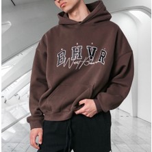 Amor Man Kapüşonlu 4 Iplik Pamuk Dokuma Tam Kışlık B.h.v.r  Baskılı Oversize Yeni Stil Erkek Sweatshirt