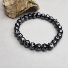 Tonstyle TS000154 - Doğal Desenli Hematit Taşı 8 mm Doğaltaş El İşi/Tasarım Erkek  Bileklik