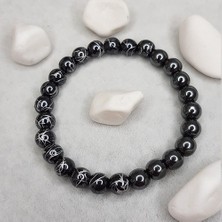 Tonstyle TS000154 - Doğal Desenli Hematit Taşı 8 mm Doğaltaş El İşi/Tasarım Erkek  Bileklik