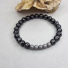 Tonstyle TS000153 - Doğal Desenli ve Mat Hematit Taşı 8 mm Doğaltaş El İşi/Tasarım Erkek  Bileklik