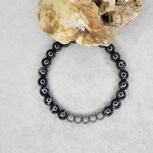 Tonstyle TS000153 - Doğal Desenli ve Mat Hematit Taşı 8 mm Doğaltaş El İşi/Tasarım Erkek  Bileklik