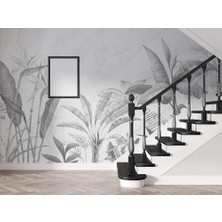 Özel Duvarlar Siyah Beyaz Tropikal Ağaçlar ve Yapraklar Duvar Posteri