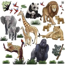Kt Grup Büyük Boy Vahşi Hayvanlar Duvar Sticker Seti