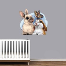 Kt Grup Minik Sevimli Tavşan Kardeşler Duvar Sticker