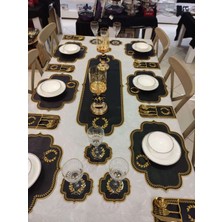 Dolce Mariee 19  Parça Amerikan Servis & Runner Set Siyah Gold