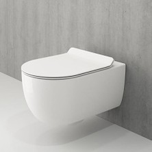 Bocchi V-Tondo Rimless Asma Klozet Kanalsız Kısa Kapak Hariç Mat Beyaz 1417-002-0128