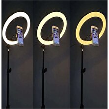 Asfal 10 inç(26 Cm) Kumandalı Youtuber, Selfie LED Işık ve 210 cm Tripod Kuaför, Makyaj Işığı Tiktok Işığı