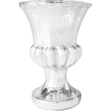 Nettenevime Cam Vazo Antik Kupa Tasarım Gümüş Renk 15X11 cm