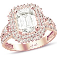 Lilarote 3.5 Karat Görünümlü Baget Kesim Rose Altın Yüzük
