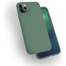 noktaks - Apple iPhone 11 Pro Max - Kılıf Soft Prüzsüz Renkli Silk Silikon - Koyu Yeşil