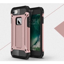 noktaks - Apple iPhone 8 - Kılıf Çift Katman Zırh Tank Crash Military Kapak - Rose Gold - T2454