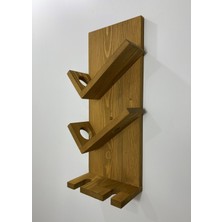 O&A Wood Doğal Ahşap Vintage Şaraplık, 2 Şişe 2 Kadeh Bölmeli Ahşap Şaraplık Açık Meşe