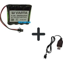 İnfostar 4.8V 2600MAH Varta Pilli Oyuncak Araba Pili Siyah Soket + USB Şarj Cihazı