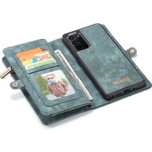 CaseMe 008 Serisi Çok Fonksiyonlu 2'si 1 Arada Fermuarlı Cüzdan + Deri Telefon Kılıfı Samsung Galaxy Note 20/note 20 5g -Yeşil (Yurt Dışından)