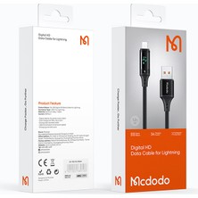 Mcdodo CA-1060 Dijital Ekranlı Lightning Hızlı Data-Şarj Kablosu 3A 1.2m-Siyah