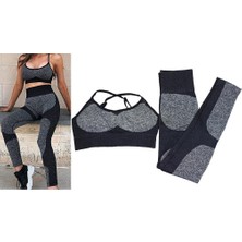 Strade Store Kadınlar Egzersiz Kıyafet Tayt Yoga Fitness Spor Sutyen Atletik Dikişsiz Eşofman S Siyah (Yurt Dışından)
