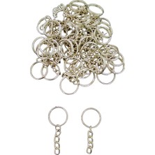 Hobimon 50 Adet 20MM Zincirli Anahtarlık Halkası - Amigurumi Makrome Anahtarlık Gümüş