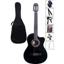 Midex CG-39XBK Siyah Klasik Gitar 4/4 Sap Ayarlı Kesik Kasa Full Set (Çanta Tuner Askı Capo Metod Pena)