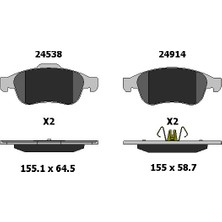 Kale Ön Fren Balatası Renault Clio Megane Fluence Scenic Captur Latitude / Dacia Duster Dokker Lodgy Uyumlu 24914 180 05 Ans KD13 Oem 440603905R 410605961R 440603905