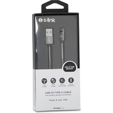 S-Link Swapp SW-KC71MG 1m 2.4A Micro USB Kılıflı Gri Data + Şarj Kablosu