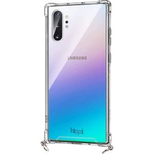 Hippi Samsung Galaxy Note 10 Plus Uyumlu Darbe Emici Sert Şeffaf Askılı Telefon Kılıfı