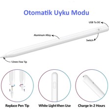 Fuchsia Apple iPad 9.7 inç 6.Nesil Uyumlu Avuç İçi Algılamayan Eğimle Çizim Kalınlığı Değişen Stylus Kalem