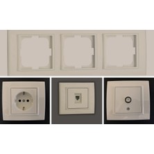 Çağatay Elektrik Ovivo Mina Krem Üçlü Set - Tv - Nümeris (Telefon)- Topraklı Priz