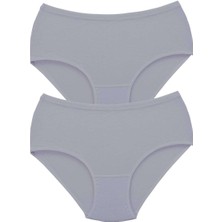 Royaleks 2 Adet Tutku Kadın Yüksek Bel Bato Kalın Lastik Külot Gri