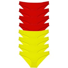 Royaleks 8 Adet Süper Eko Set Likralı Kadın Slip Külot Sarı Kırmızı