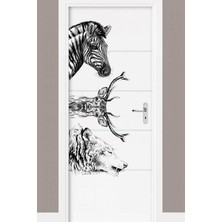 Kt Grup Vahşi Hayvanlar Geyik-Zebra-Kurt Kapı Kenarı Stickerl